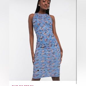 PRICED DROPPED, MOVING FRI, BUY NOW floral meshy bodycon ruched ASOS dress